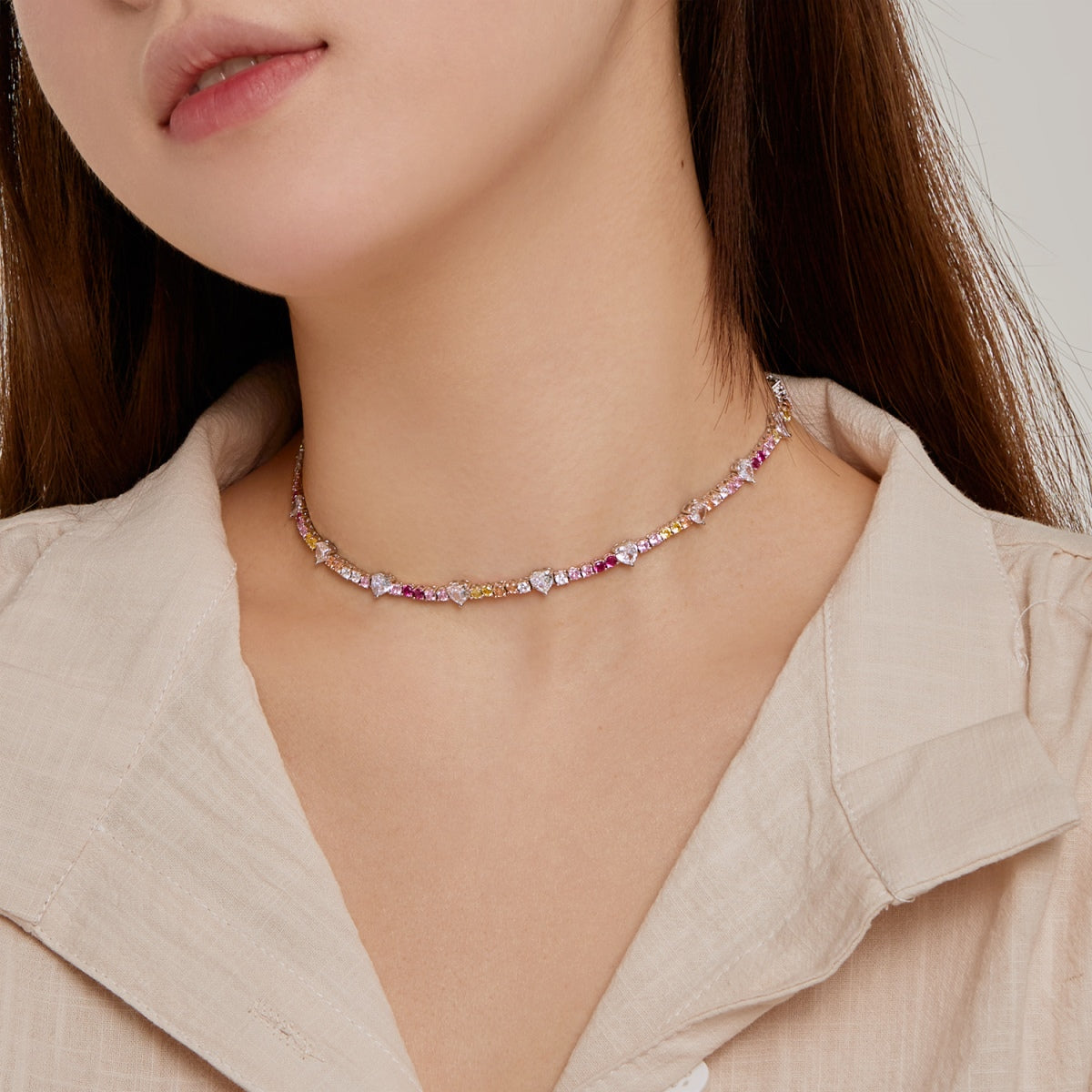 [Lumi Jewels]Delicate Colorful Rainbow Tennis Chain