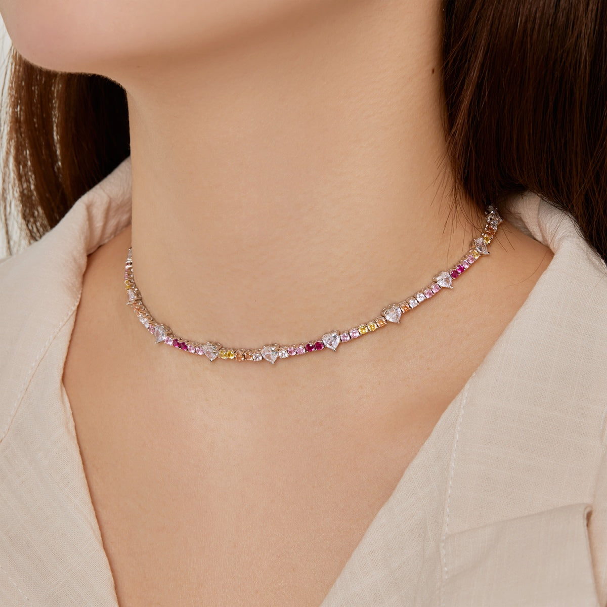 [Lumi Jewels]Delicate Colorful Rainbow Tennis Chain