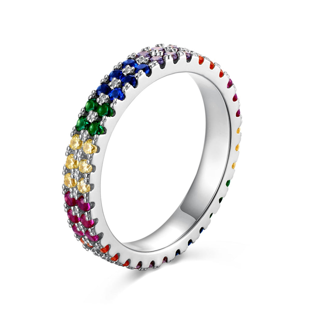 [Lumi Jewels]Unique Colorful Round Cut Tennis Ring