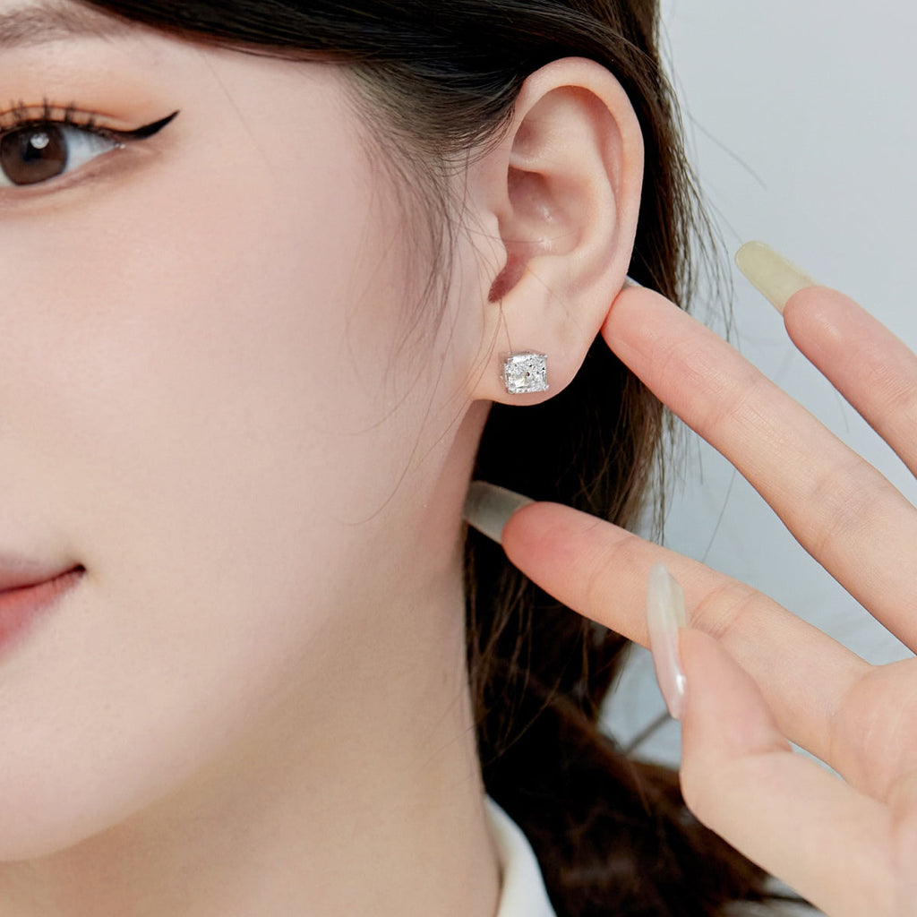 [Lumi Jewels]1.0 Carat Radiant Princess Cut Wedding Earrings