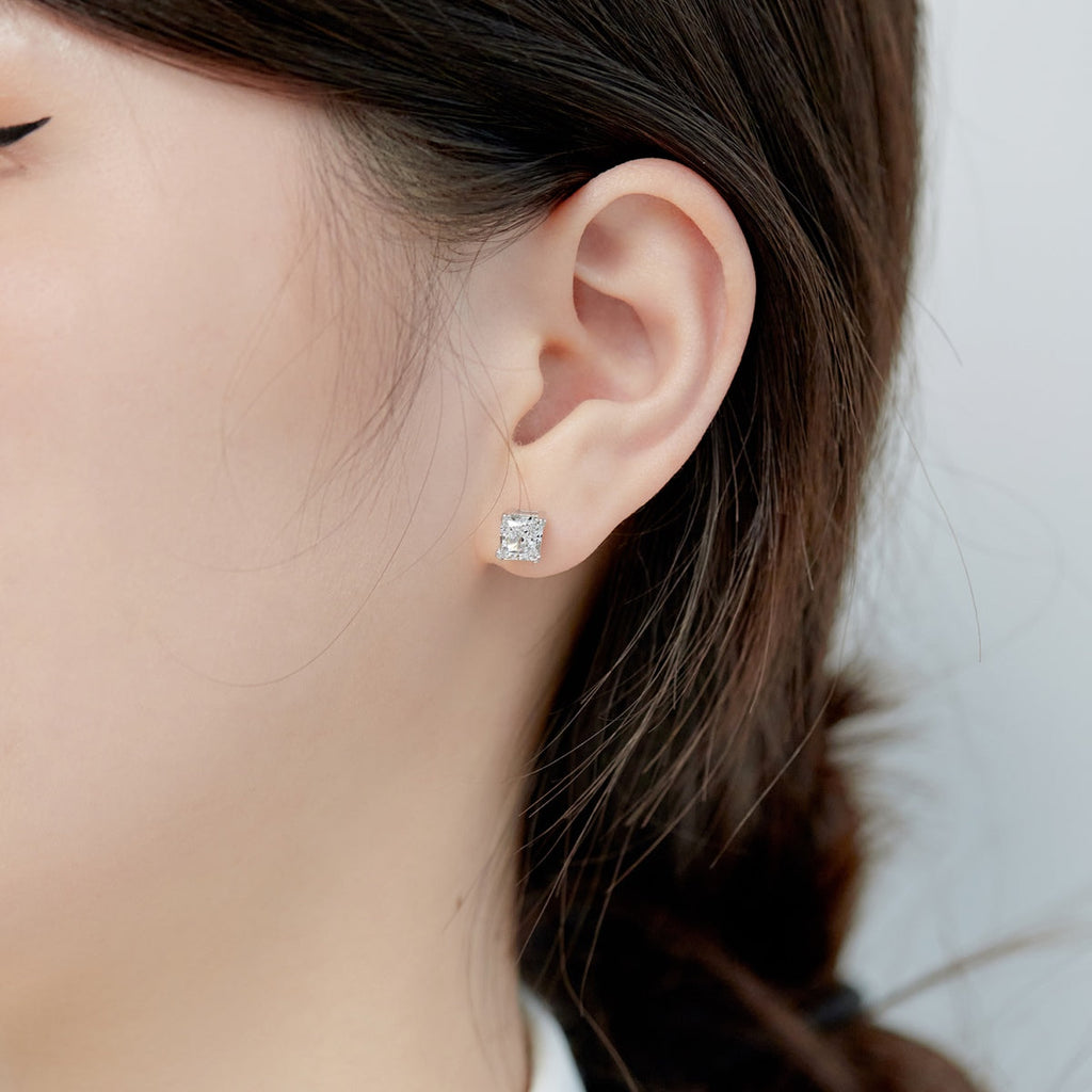 [Lumi Jewels]1.0 Carat Radiant Princess Cut Wedding Earrings