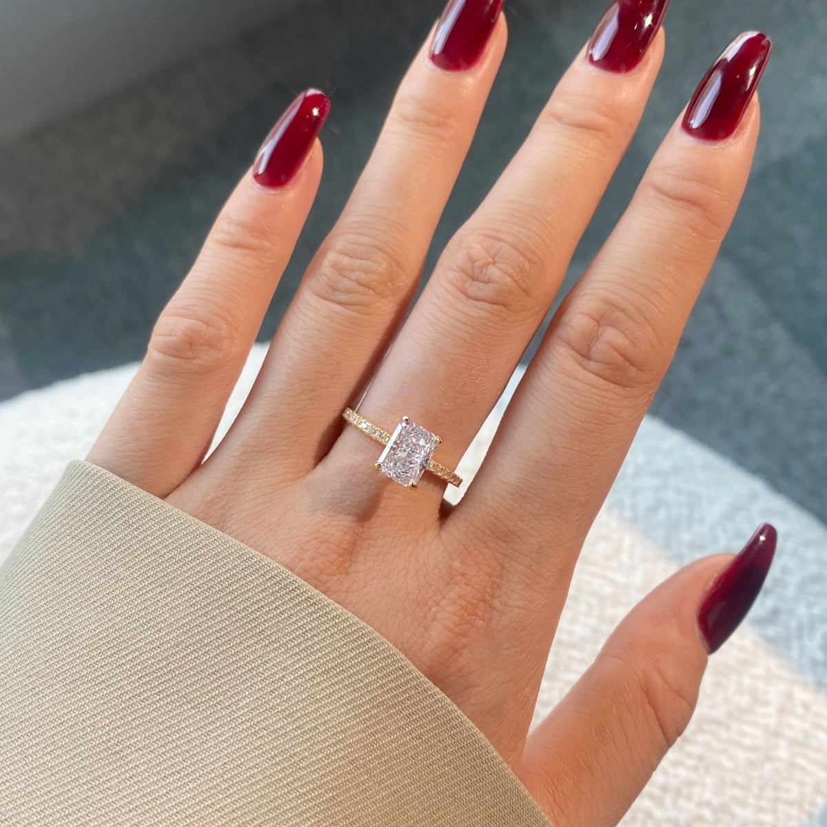 [Lumi Jewels]2.0 Carat Dazzling Sparkling Radiant Cut Party Ring