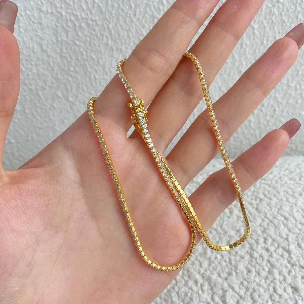 [Lumi Jewels]Delicate Round Shape Tennis Necklace