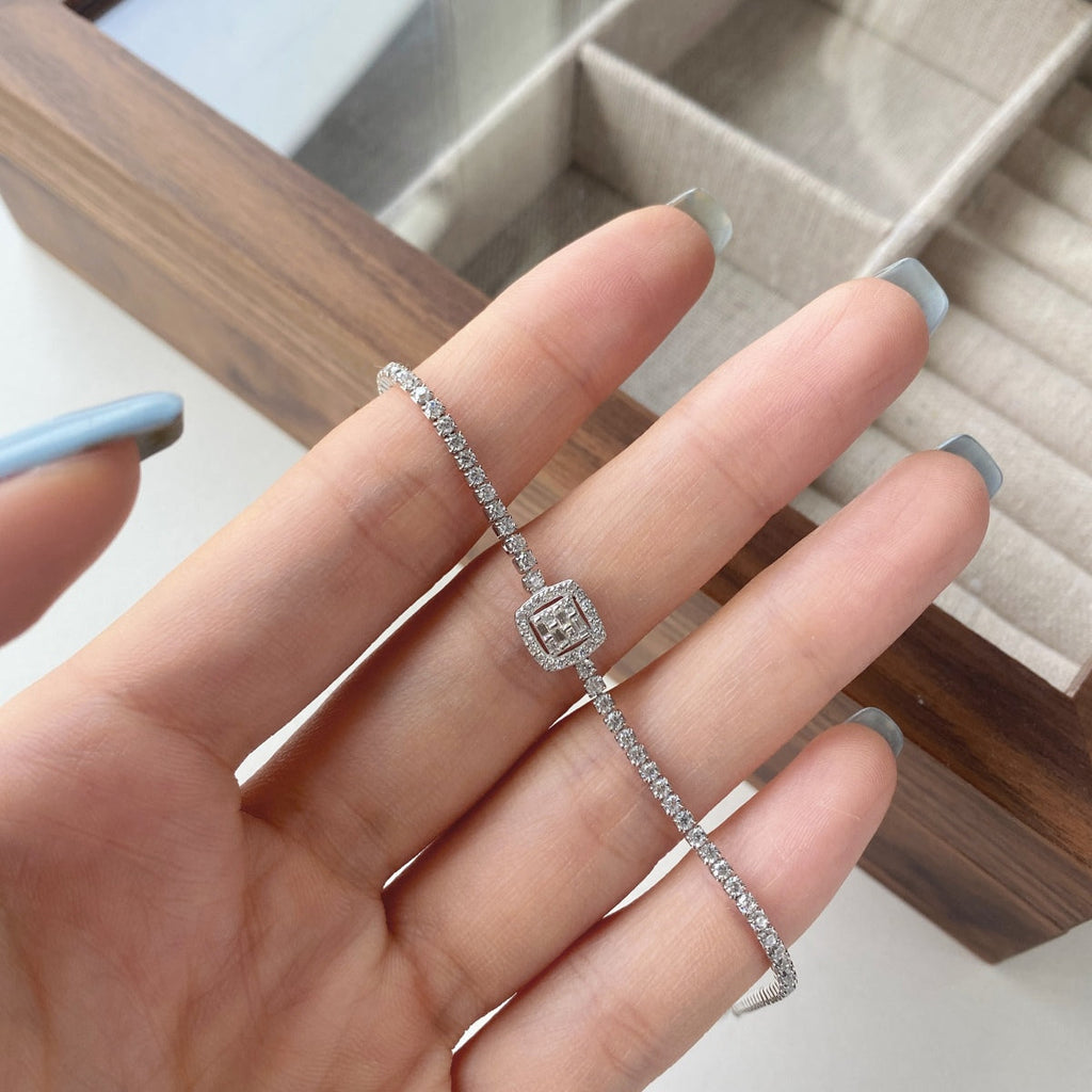 [Lumi Jewels]Luxurious Dazzling Square Shape Banquet Bracelet