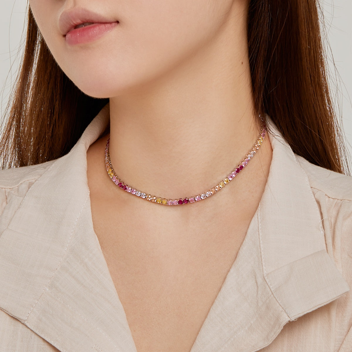 [Lumi Jewels]Delicate Colorful Tennis Necklace
