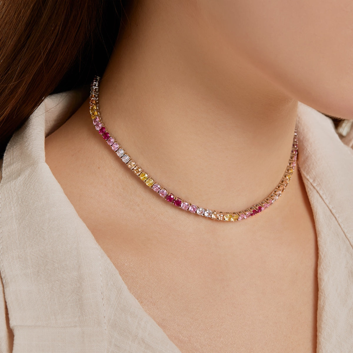 [Lumi Jewels]Delicate Colorful Tennis Necklace