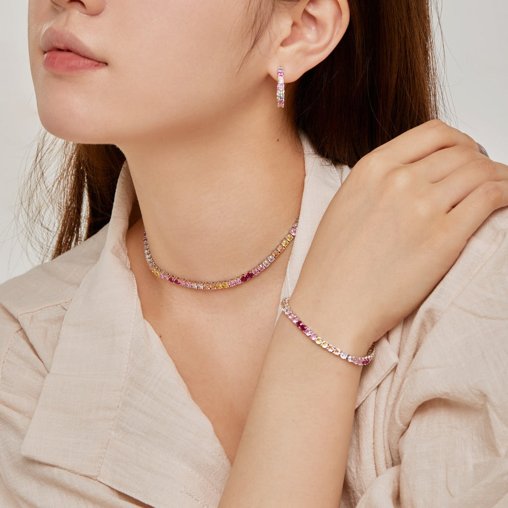 [Lumi Jewels]Delicate Colorful Tennis Necklace