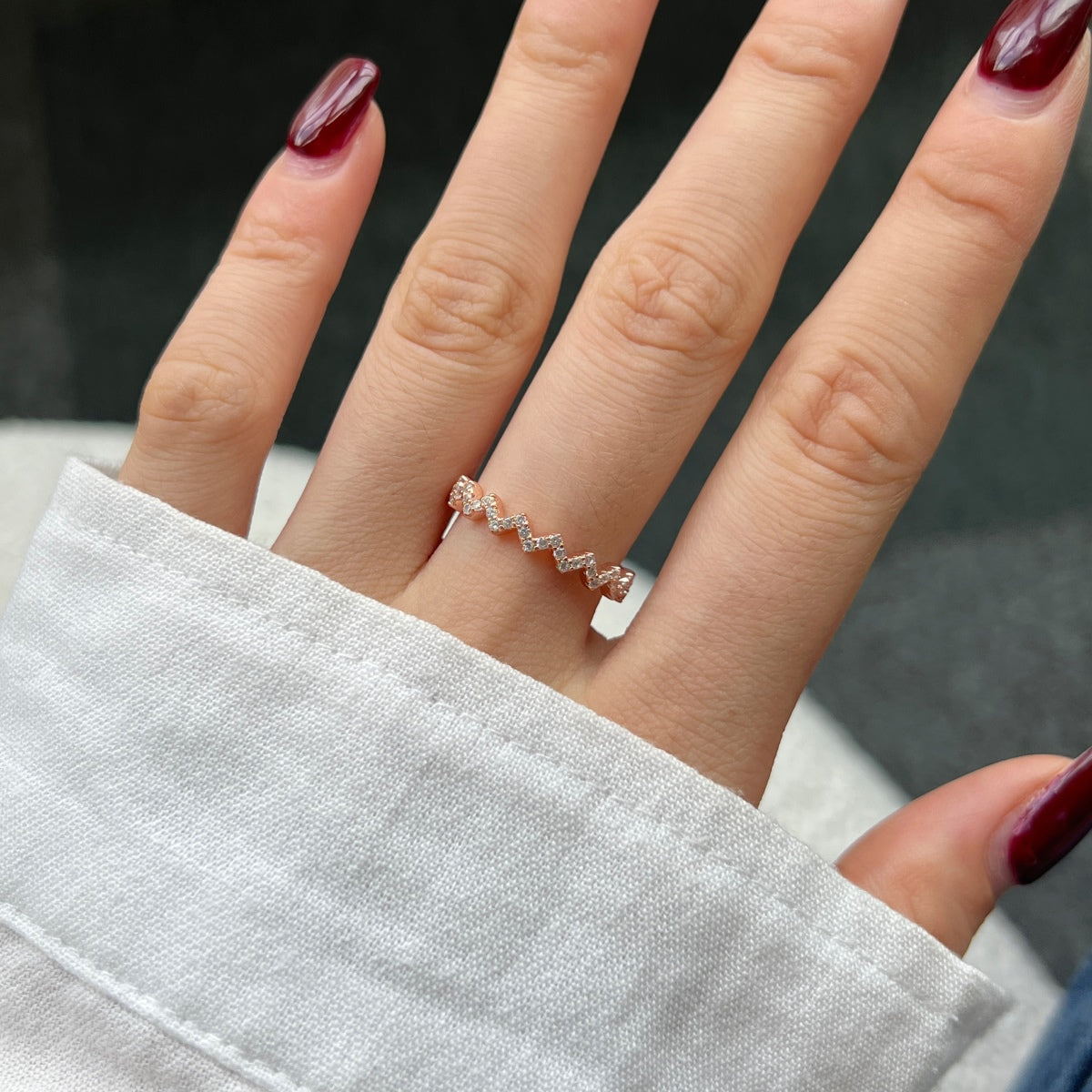[Lumi Jewels]Delicate Enchanting Wave Shape Daily Ring