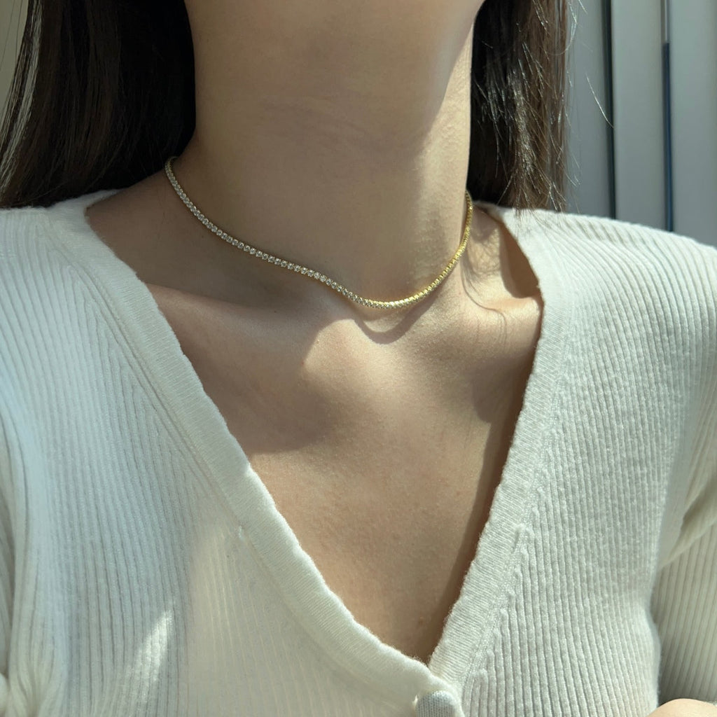 [Lumi Jewels]Delicate Round Shape Tennis Necklace