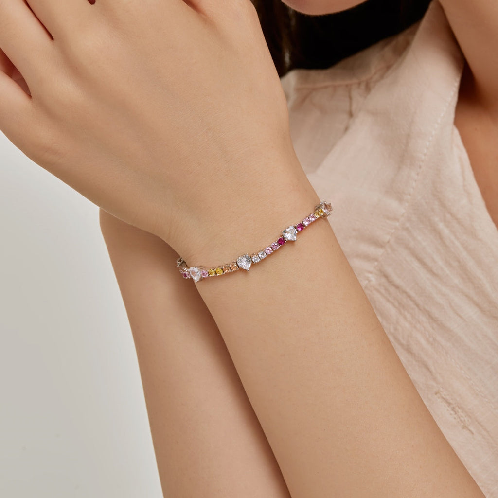 [Lumi Jewels]Romantic Heart Shape Round Cut Lover Bracelet