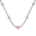 [Lumi Jewels]Dazzling Pink Heart Flower Necklace