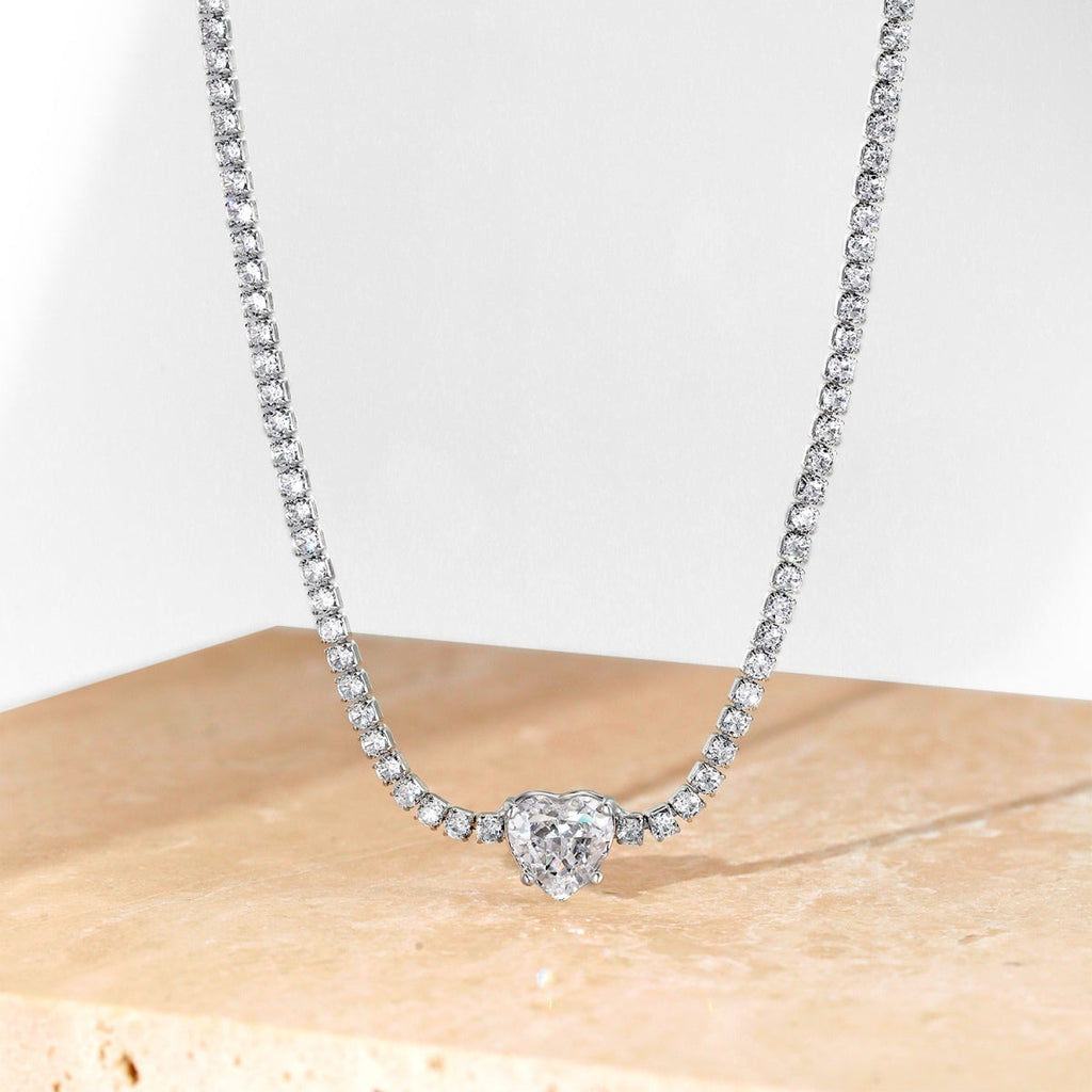 [Lumi Jewels]2.0 Carat Sparkling Tennis Heart Cut Necklace