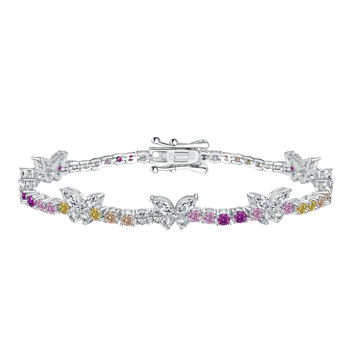 [Lumi Jewels]Ornate Colorful Butterfly Shape Round Cut Daily Bracelet
