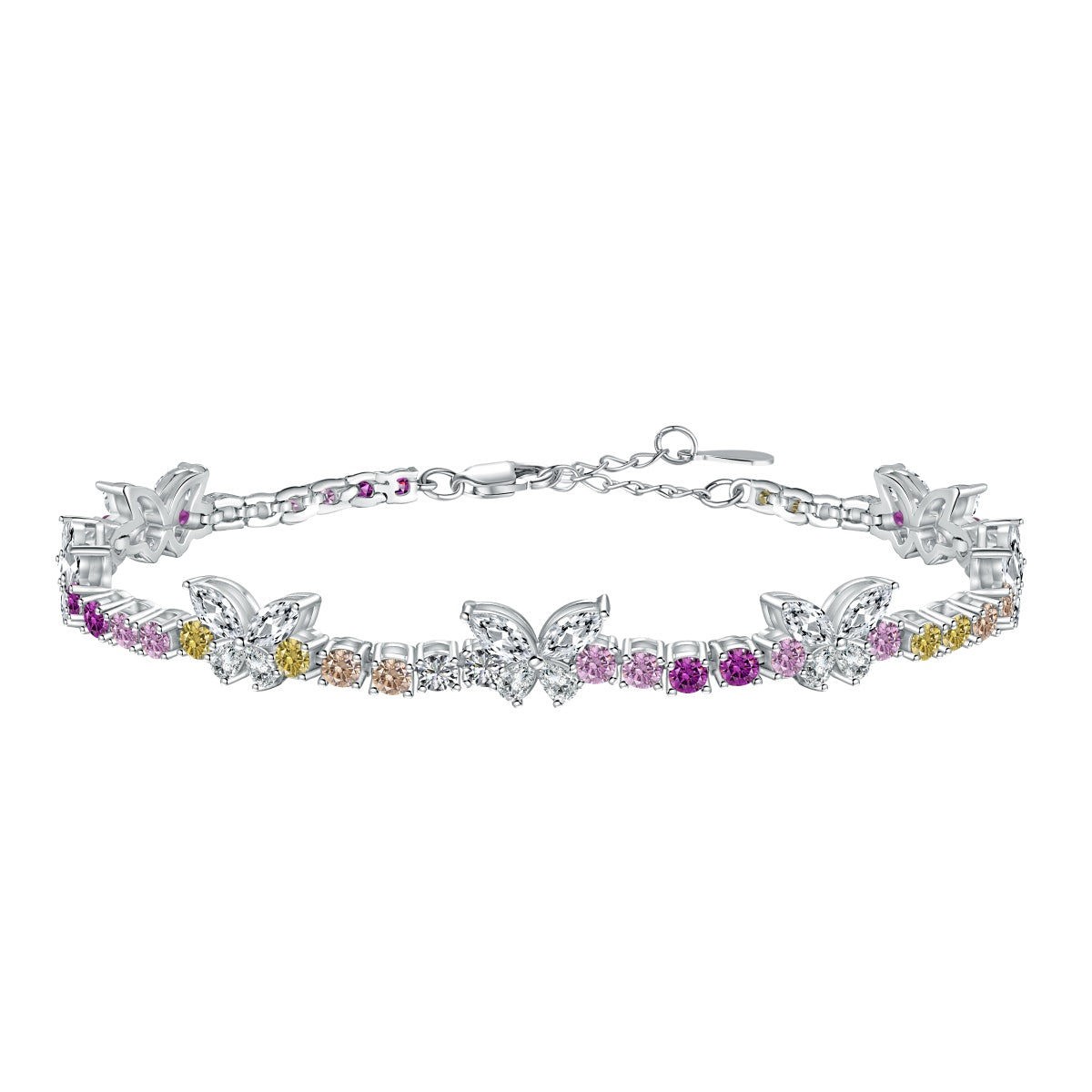 [Lumi Jewels]Ornate Colorful Butterfly Shape Round Cut Daily Bracelet