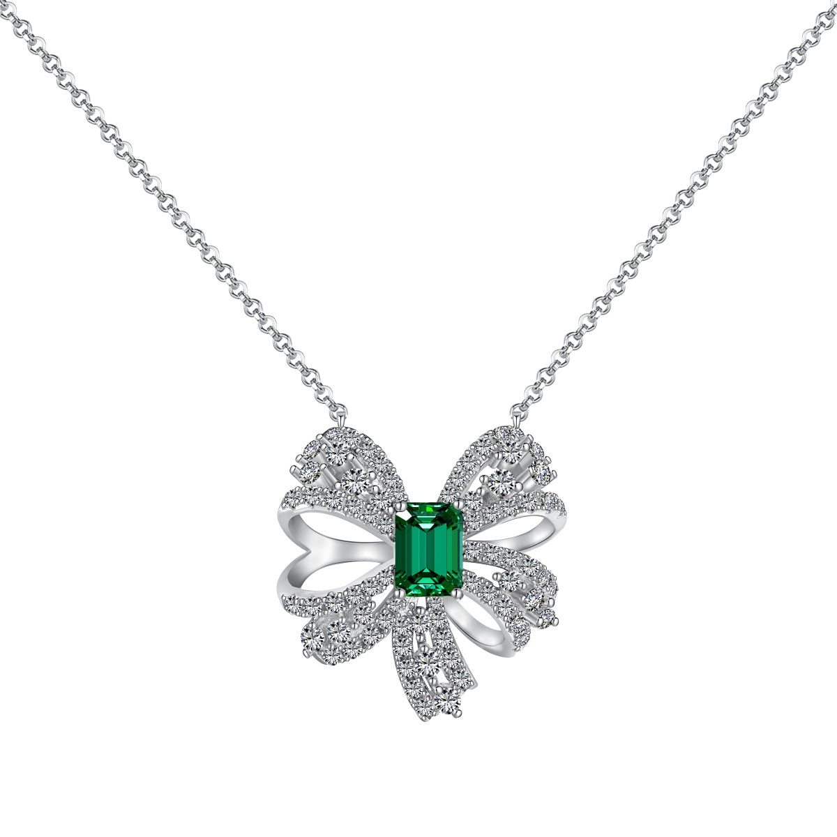 [Lumi Jewels]Luxurious Flower Shape Emerald Cut Necklace