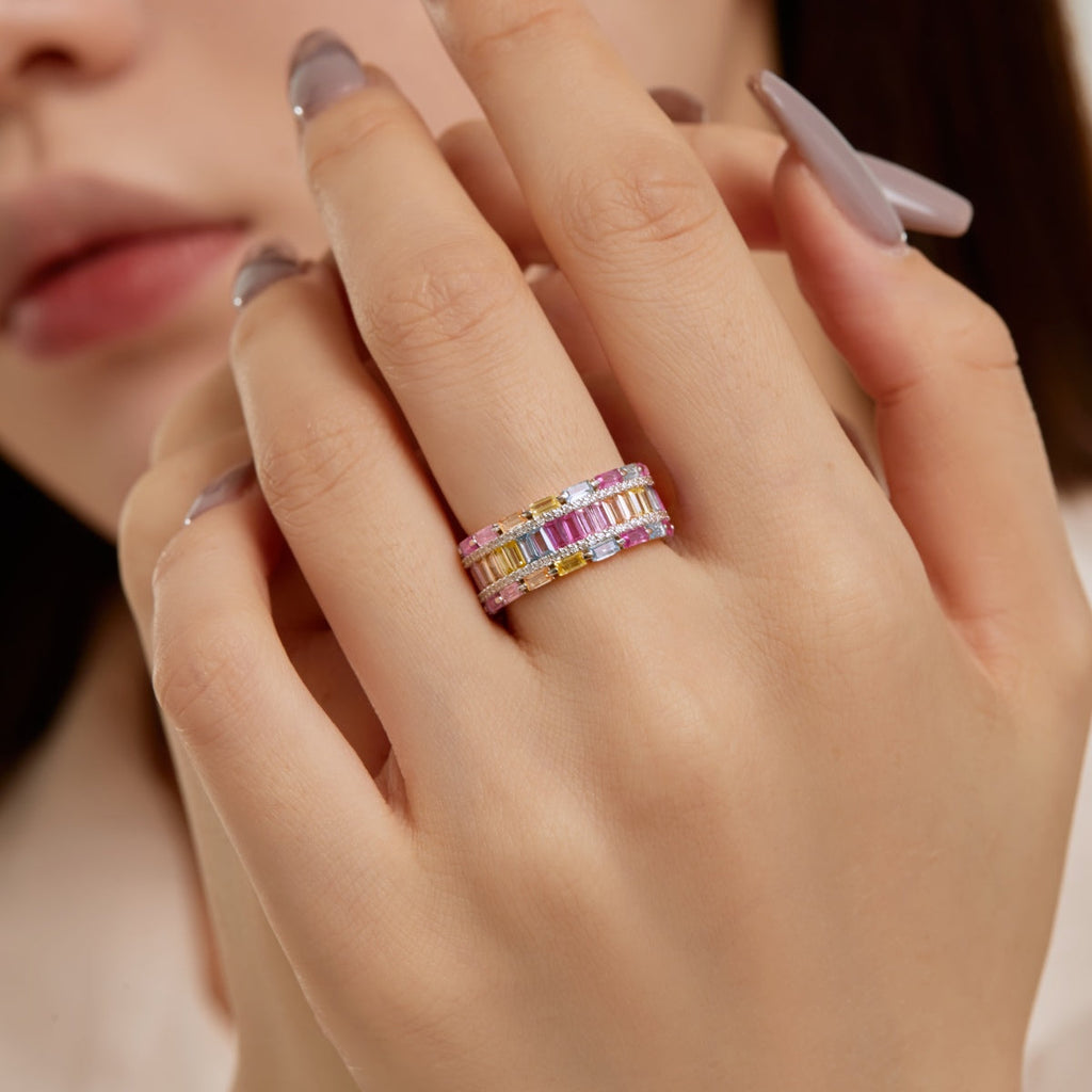 [Lumi Jewels]Dazzling Colorful Radiant Cut Party Ring