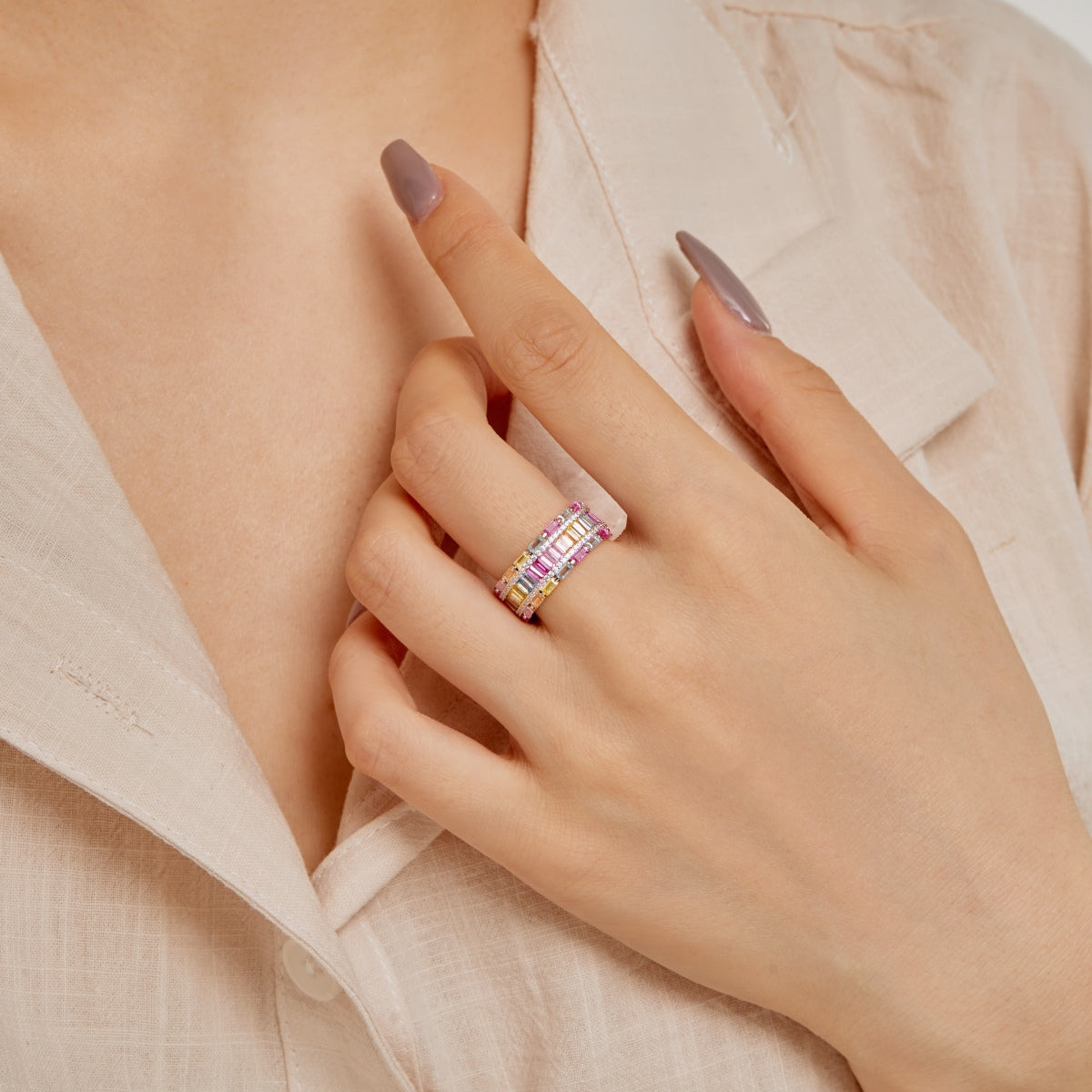 [Lumi Jewels]Dazzling Colorful Radiant Cut Party Ring