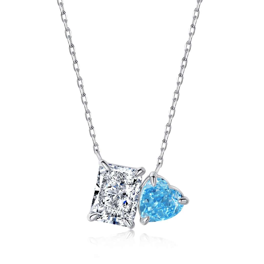 [Lumi Jewels]Dazzling Square & Heart Shape Necklace
