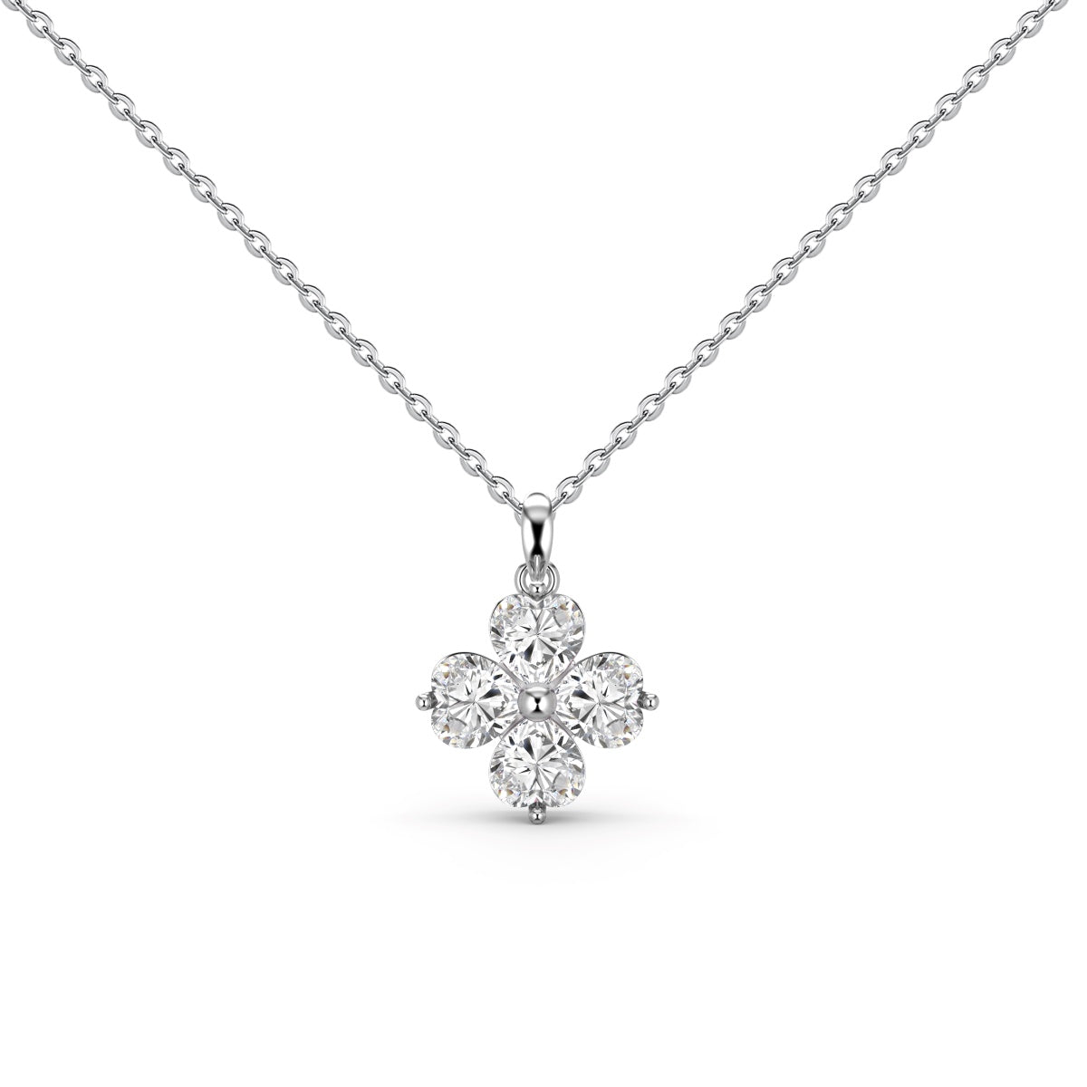 [Lumi Jewels]Heart-Shaped Four-Leaf Clover Bead Necklace