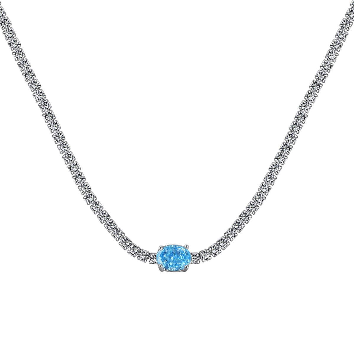 [Lumi Jewels]1.0 Carat Shining Oval Cut Necklace
