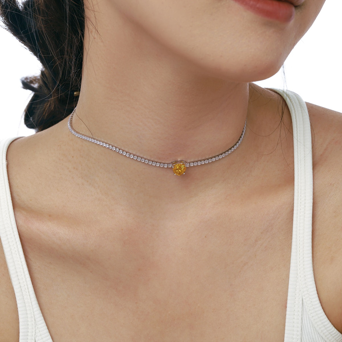 [Lumi Jewels]2.0 Carat Sparkling Tennis Heart Cut Necklace