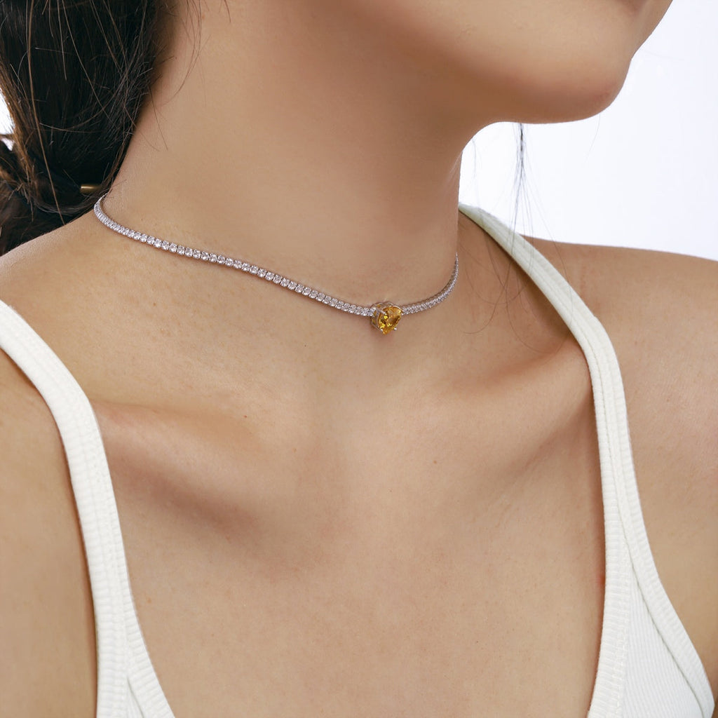 [Lumi Jewels]2.0 Carat Sparkling Tennis Heart Cut Necklace