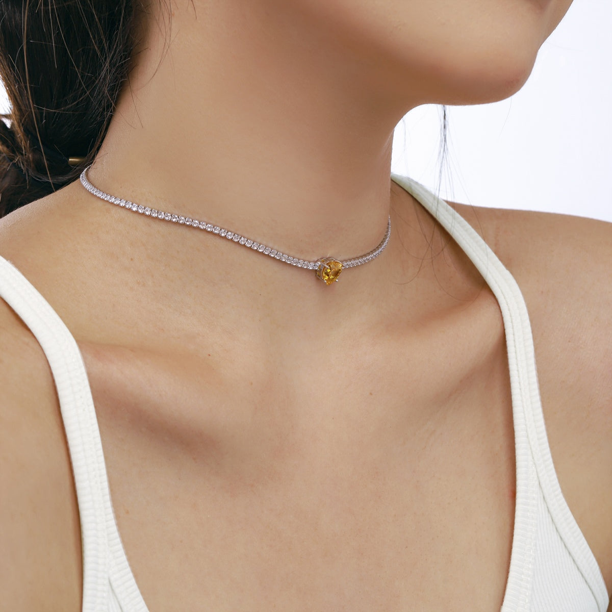 [Lumi Jewels]2.0 Carat Sparkling Tennis Heart Cut Necklace