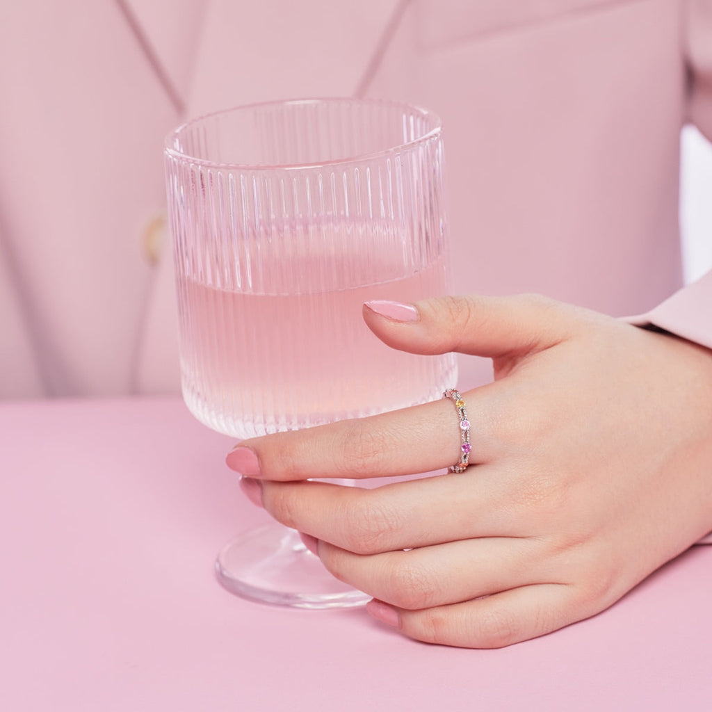 [Lumi Jewels]Sparkling Colorful Round Cut Tennis Ring