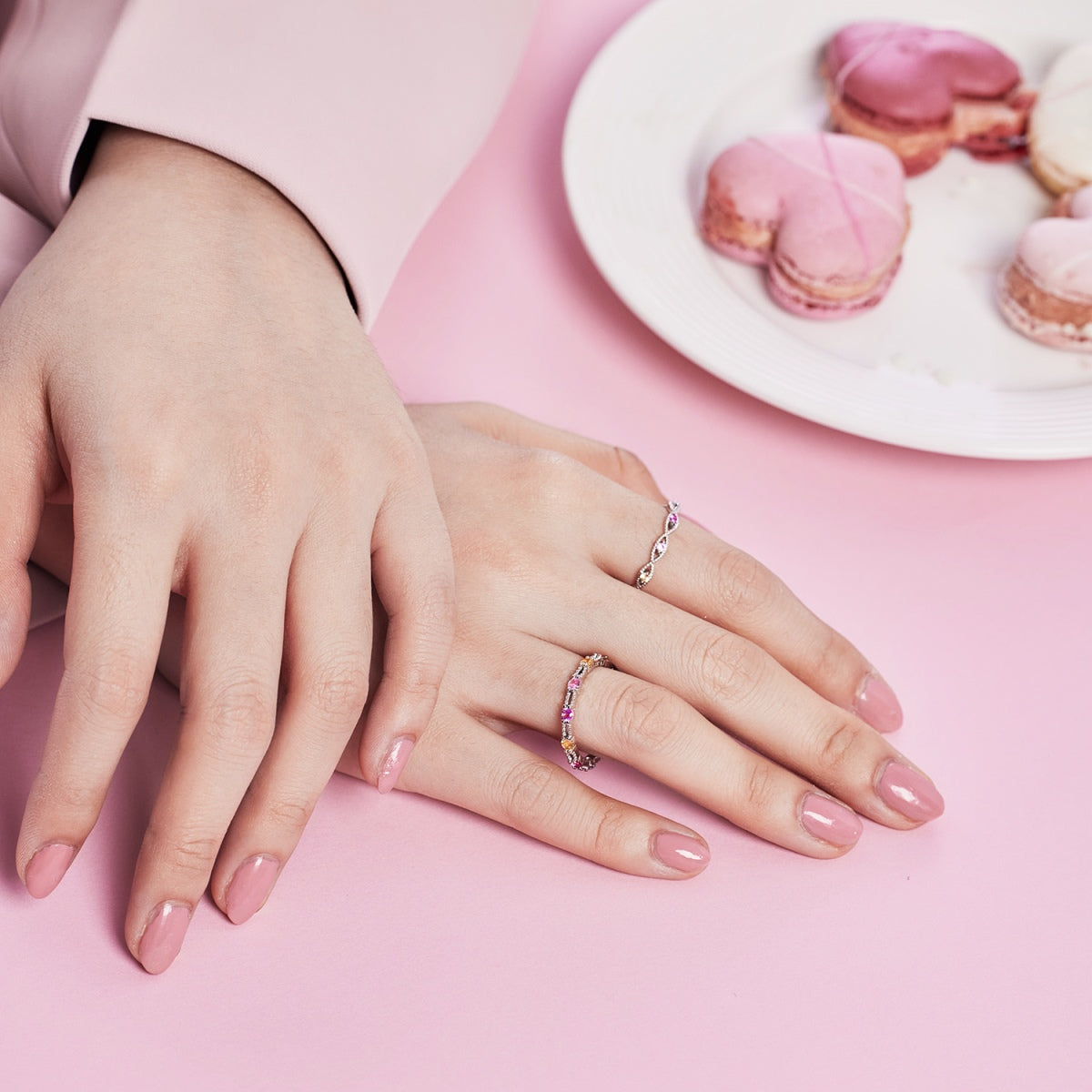 [Lumi Jewels]Sparkling Colorful Round Cut Tennis Ring