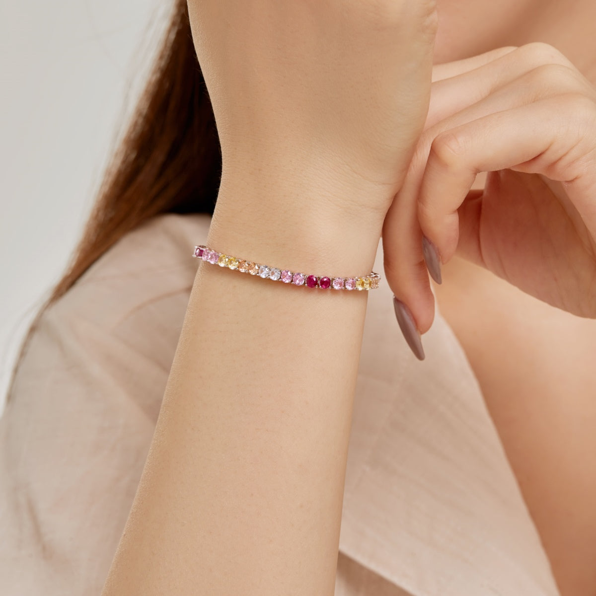 [Lumi Jewels]Radiant Colorful Round Cut Tennis Bracelet
