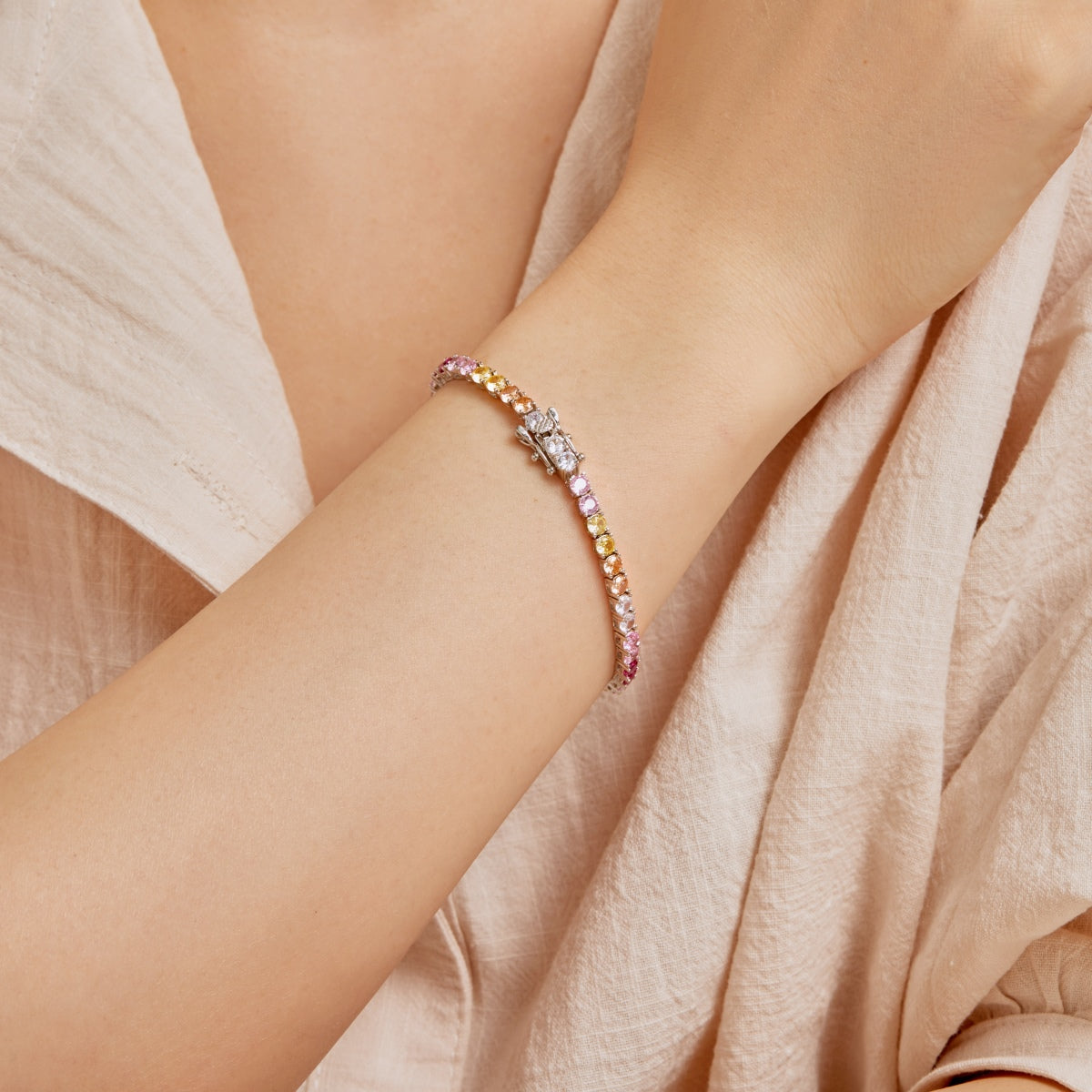 [Lumi Jewels]Radiant Colorful Round Cut Tennis Bracelet