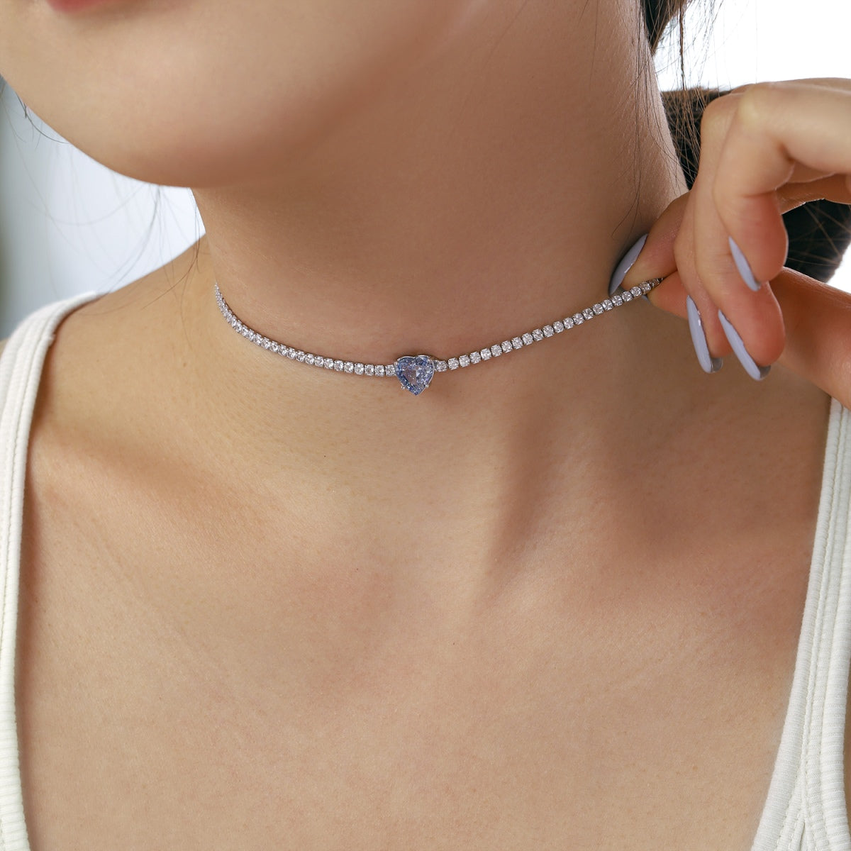 [Lumi Jewels]2.0 Carat Sparkling Tennis Heart Cut Necklace