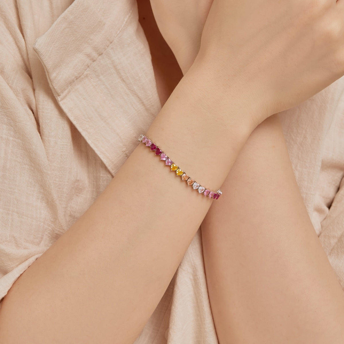 [Lumi Jewels]Luxurious Colorful Romantic Heart Shape Lover Bracelet