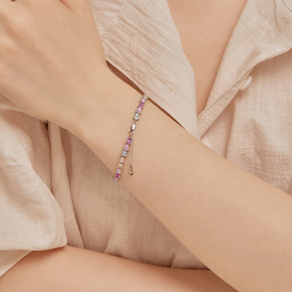 [Lumi Jewels]Delicate Colorful Emerald Cut Party Bracelet