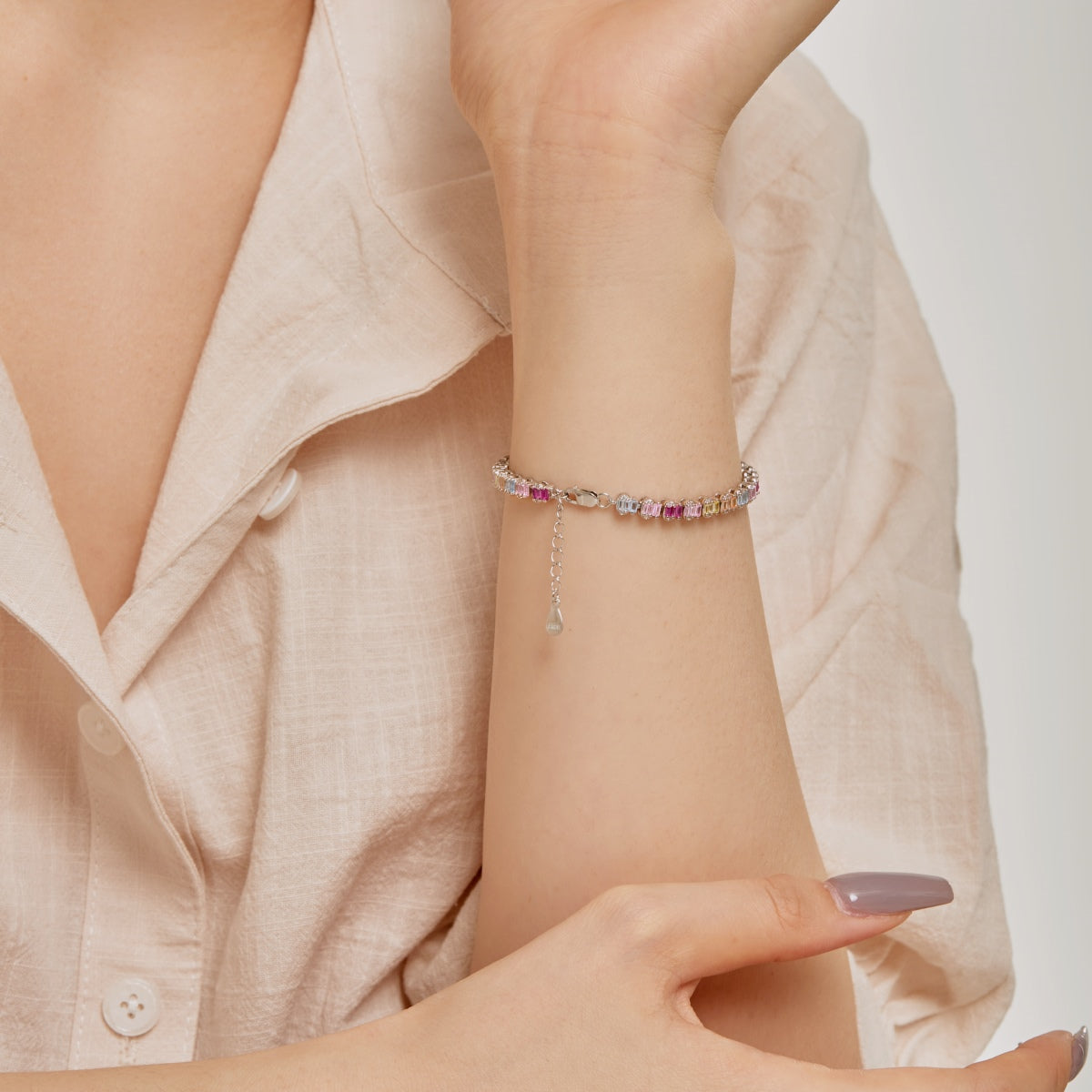 [Lumi Jewels]Delicate Colorful Emerald Cut Party Bracelet