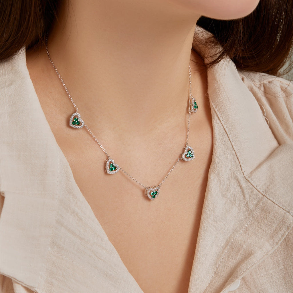 [Lumi Jewels]Sparkling Five Heart Necklace