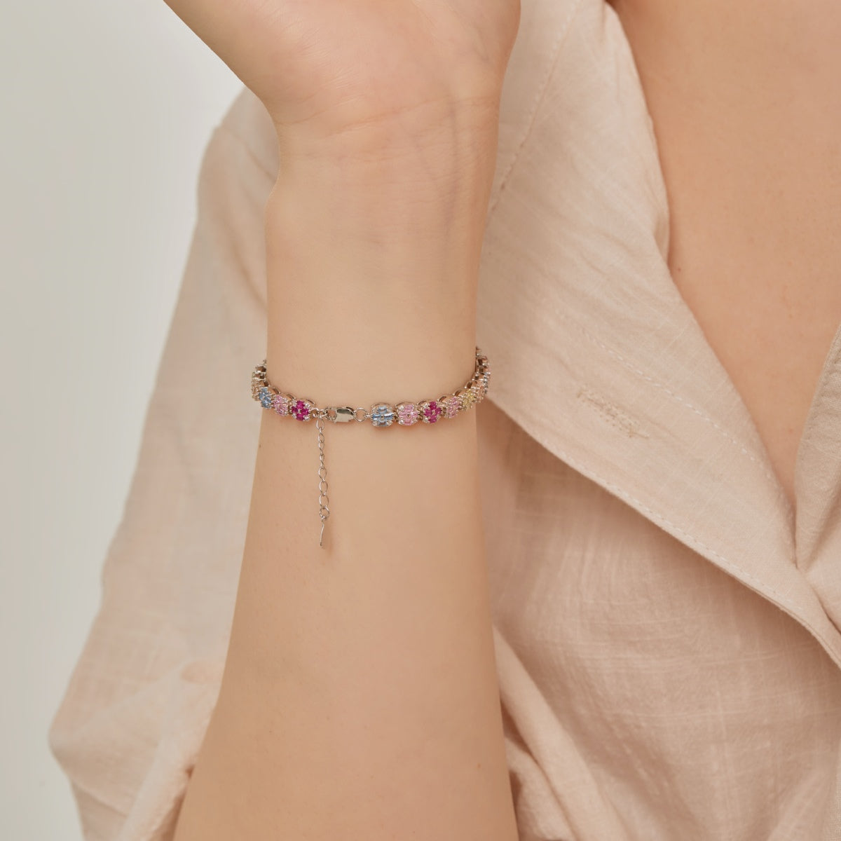 [Lumi Jewels]Delicate Colorful Emerald Cut Daily Bracelet