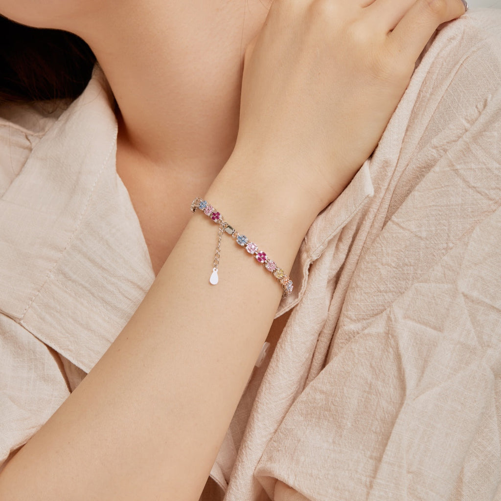 [Lumi Jewels]Delicate Colorful Emerald Cut Daily Bracelet
