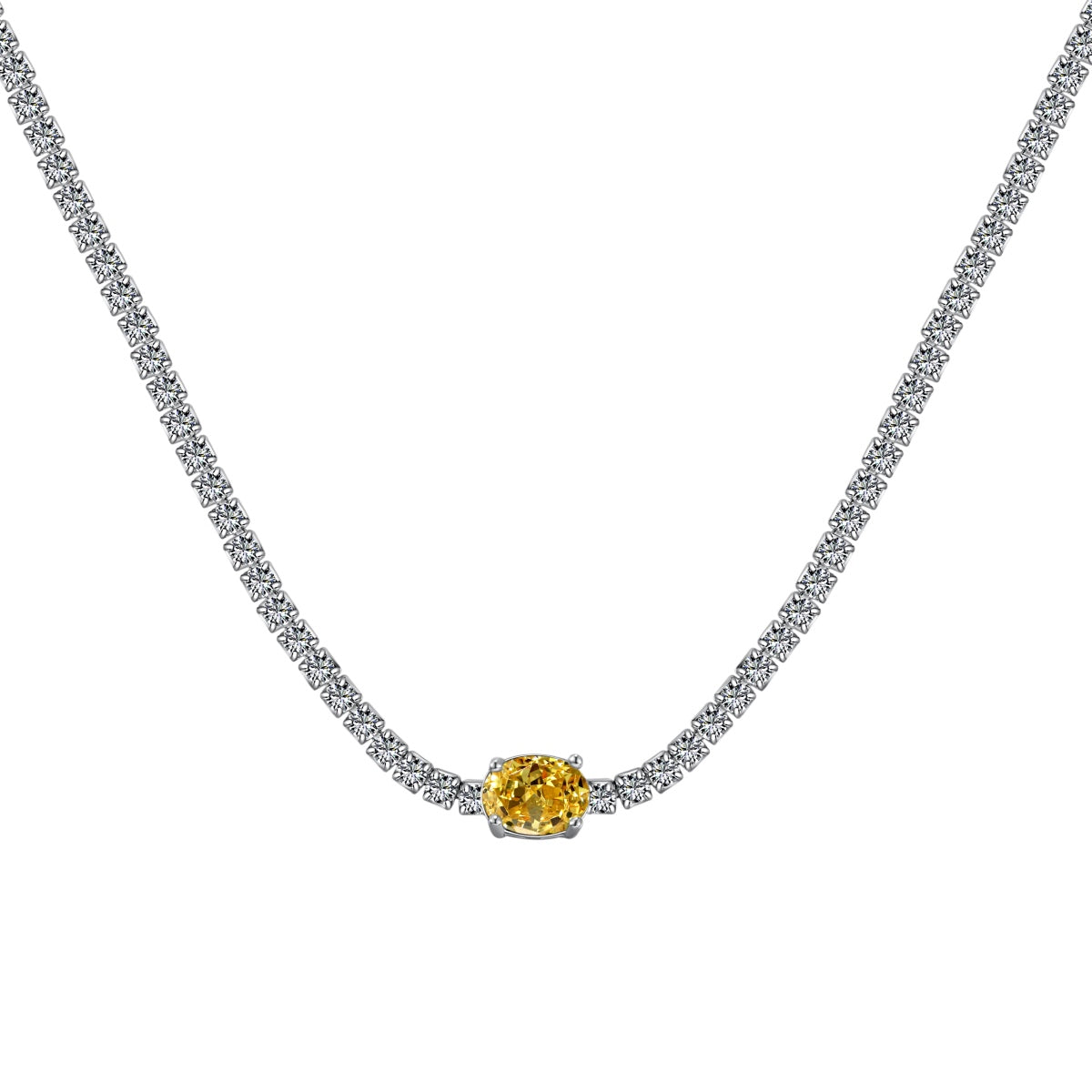 [Lumi Jewels]1.0 Carat Shining Oval Cut Necklace