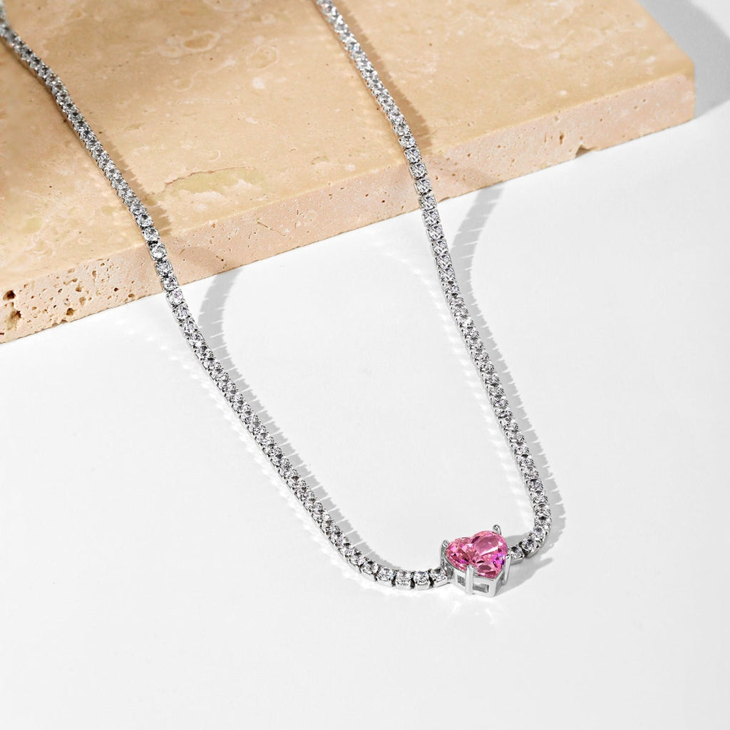 [Lumi Jewels]2.0 Carat Sparkling Tennis Heart Cut Necklace
