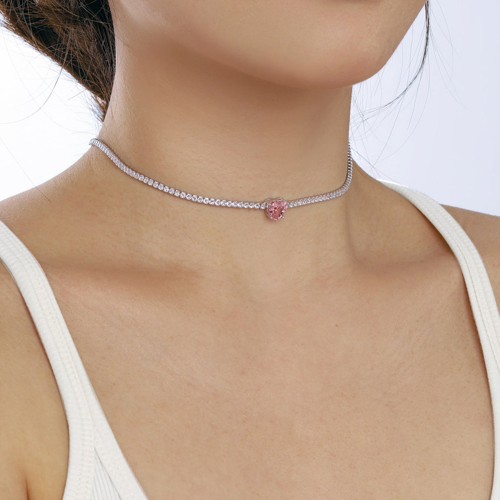 [Lumi Jewels]2.0 Carat Sparkling Tennis Heart Cut Necklace