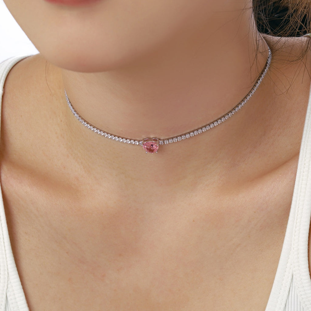 [Lumi Jewels]2.0 Carat Sparkling Tennis Heart Cut Necklace
