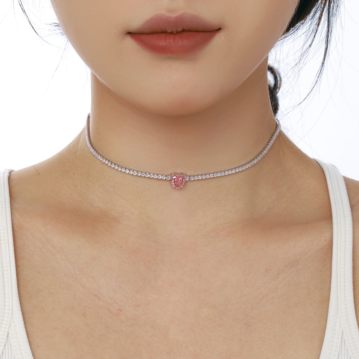 [Lumi Jewels]2.0 Carat Sparkling Tennis Heart Cut Necklace