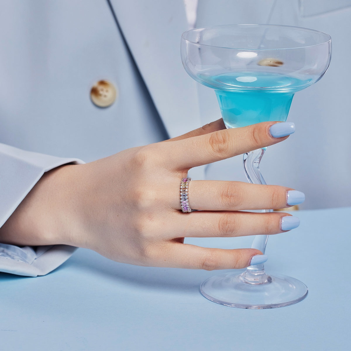[Lumi Jewels]Splashy Ornate Emerald Cut Cocktail Ring
