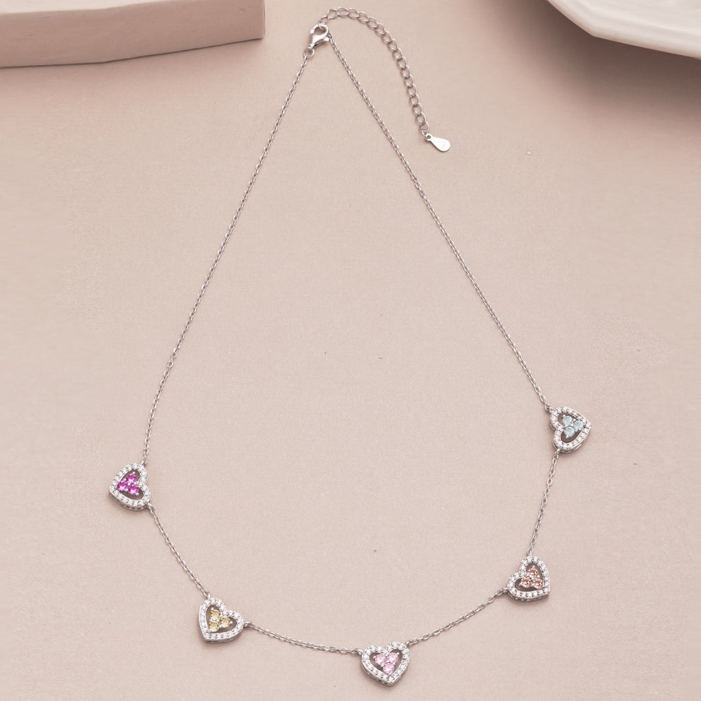 [Lumi Jewels]Sparkling Five Heart Necklace