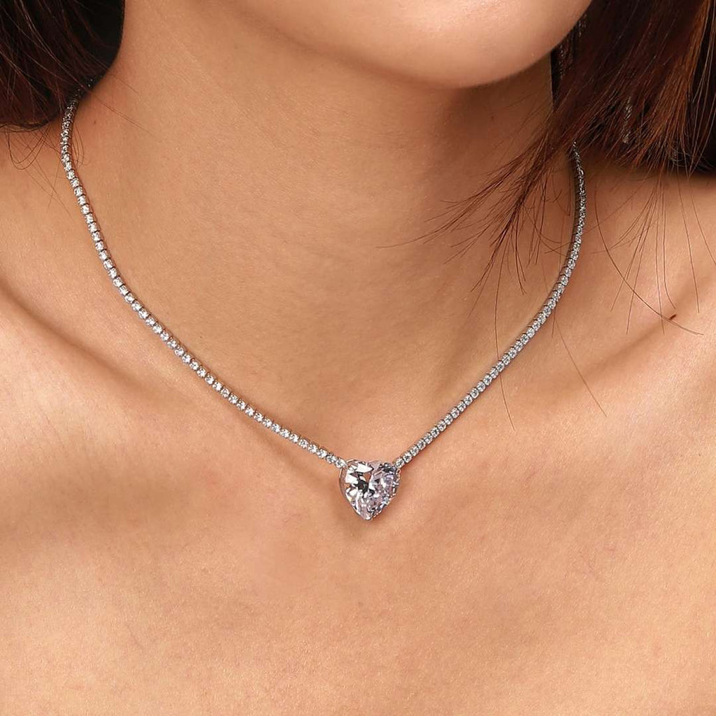 [Lumi Jewels]8.0 Carat Versatile Colorful Sweet Heart-Shaped Tennis Necklace
