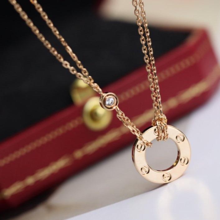 [Lumi Jewels]LOVE NECKLACE ADJUSTABLE ROSE GOLD 2 DIAMOND