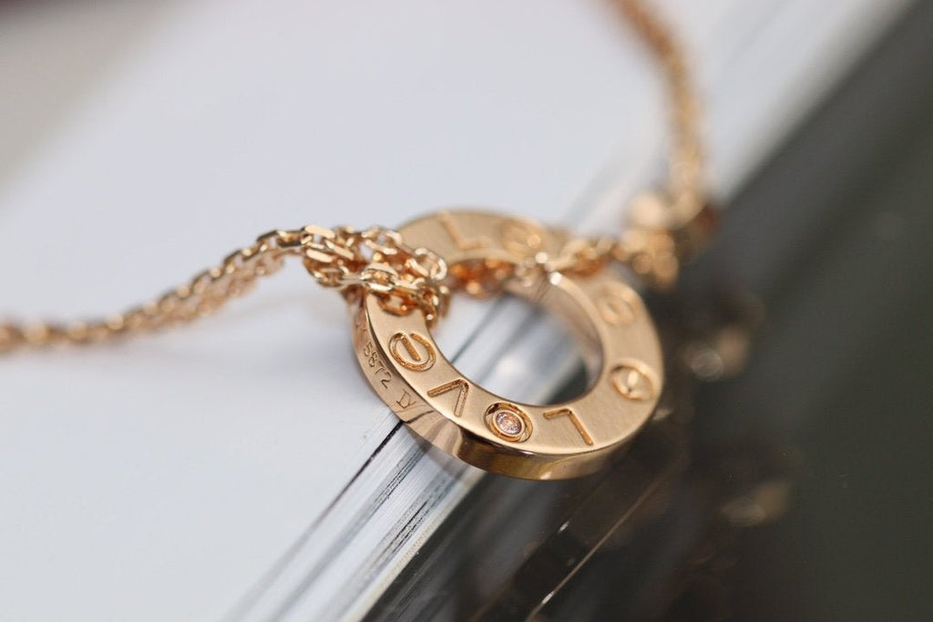 [Lumi Jewels]LOVE NECKLACE ADJUSTABLE ROSE GOLD 2 DIAMOND