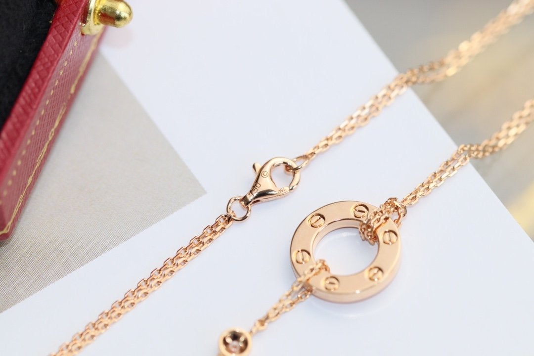 [Lumi Jewels]LOVE NECKLACE ADJUSTABLE ROSE GOLD 2 DIAMOND