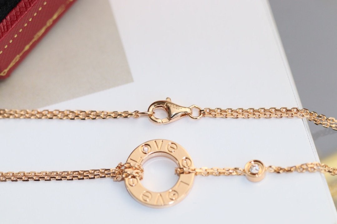 [Lumi Jewels]LOVE NECKLACE ADJUSTABLE ROSE GOLD 2 DIAMOND